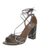 Aquazzura Embossed Leather Animal Print Sandals