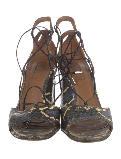 Aquazzura Embossed Leather Animal Print Sandals