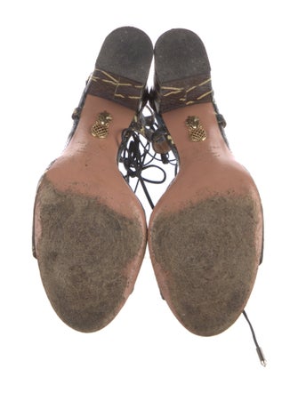 Aquazzura Embossed Leather Animal Print Sandals