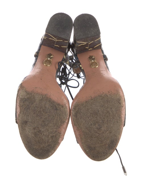 Aquazzura Embossed Leather Animal Print Sandals