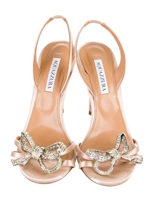 Aquazzura Satin Crystal Embellishments Slingback Sandals