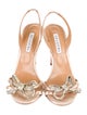 Aquazzura Satin Crystal Embellishments Slingback Sandals