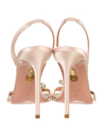 Aquazzura Satin Crystal Embellishments Slingback Sandals