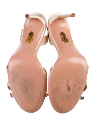 Aquazzura Satin Crystal Embellishments Slingback Sandals