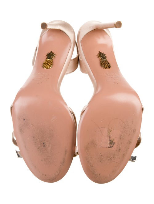 Aquazzura Satin Crystal Embellishments Slingback Sandals