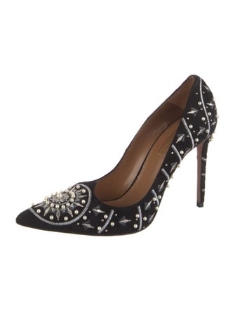 Aquazzura Suede Printed Pumps
