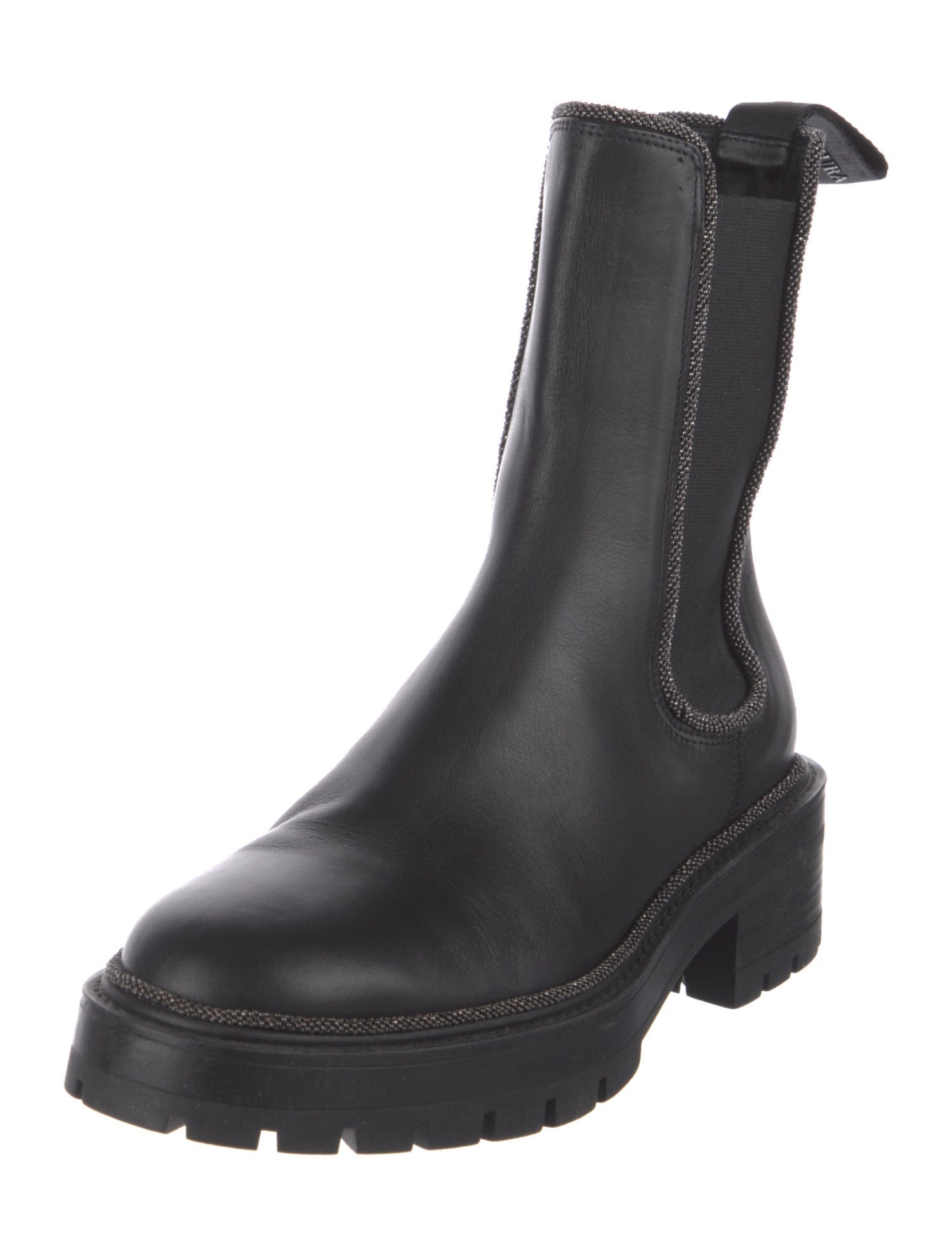 Aquazzura Leather Beaded Accents Chelsea Boots