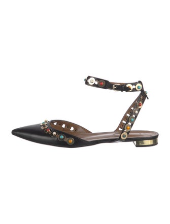 Aquazzura Leather Lasercut Accents Slingback Flats