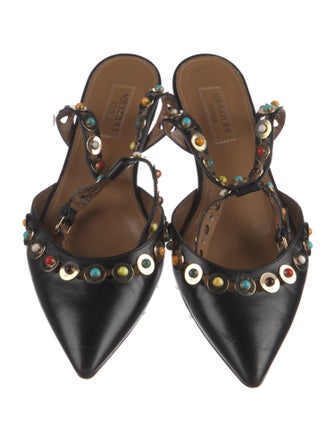 Aquazzura Leather Lasercut Accents Slingback Flats