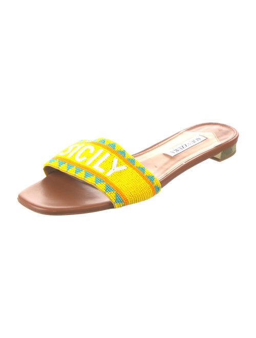 Aquazzura Leather Printed Slides