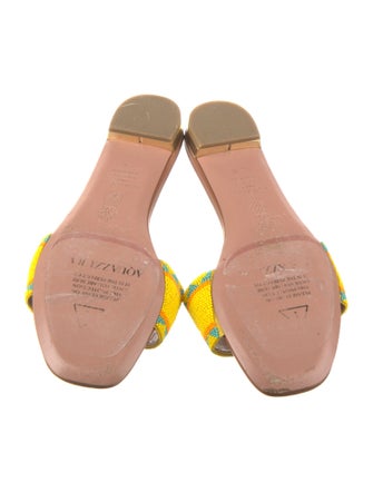 Aquazzura Leather Printed Slides