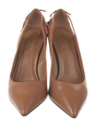 Aquazzura Leather Tassel Accents Slingback Pumps