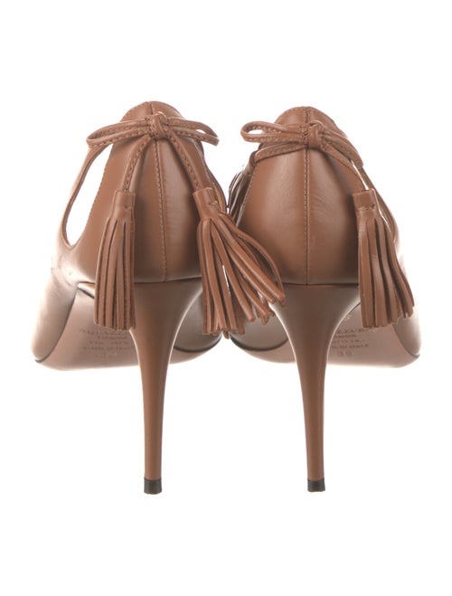 Aquazzura Leather Tassel Accents Slingback Pumps