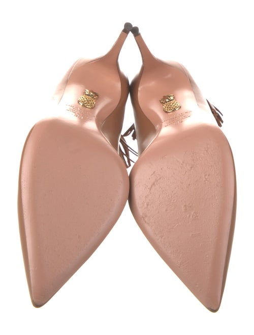 Aquazzura Leather Tassel Accents Slingback Pumps