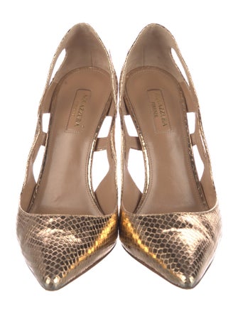 Aquazzura Embossed Leather Animal Print Slingback Pumps