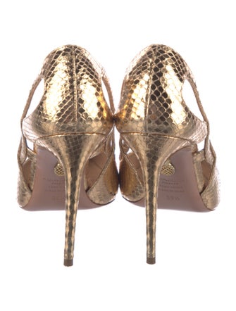 Aquazzura Embossed Leather Animal Print Slingback Pumps