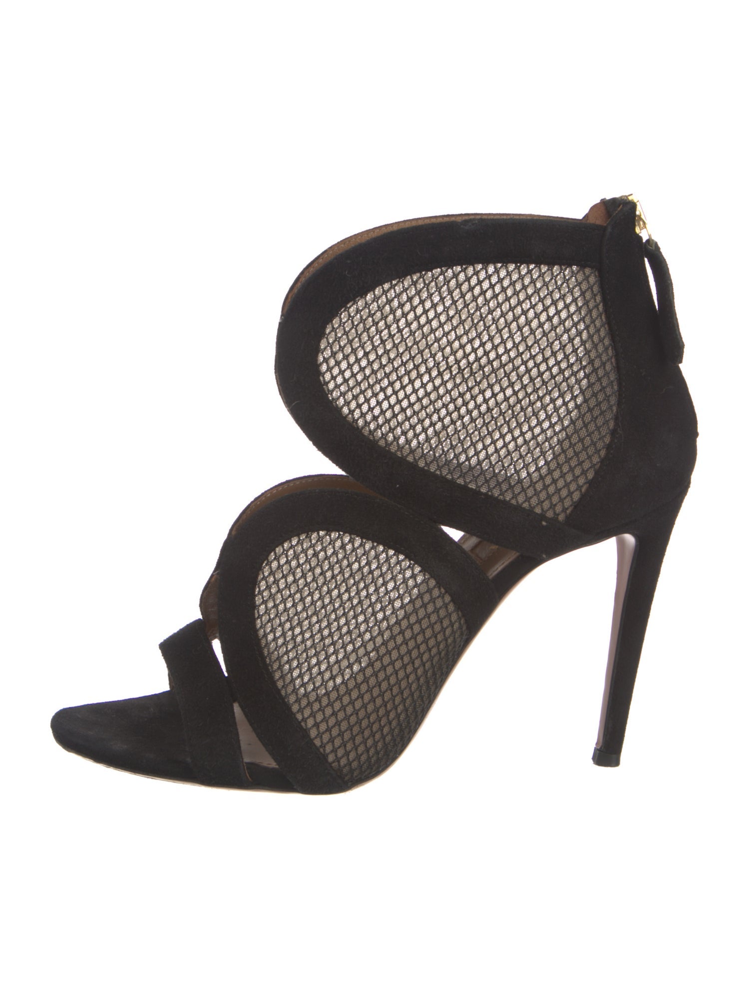 Aquazzura Suede Mesh Accents Slingback Sandals