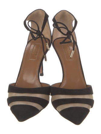 Aquazzura Suede Printed D'Orsay Pumps