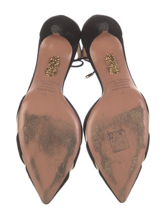 Aquazzura Suede Printed D'Orsay Pumps