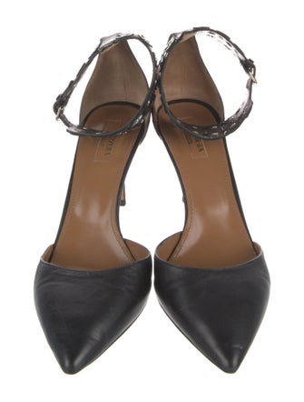 Aquazzura Leather Studded Accents D'Orsay Pumps