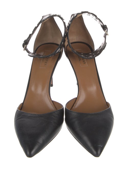 Aquazzura Leather Studded Accents D'Orsay Pumps