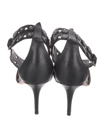 Aquazzura Leather Studded Accents D'Orsay Pumps