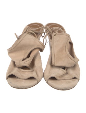 Aquazzura Suede Cutout Accent Slingback Sandals