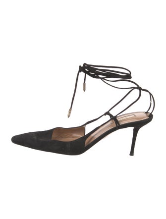 Aquazzura Suede T-Strap Pumps
