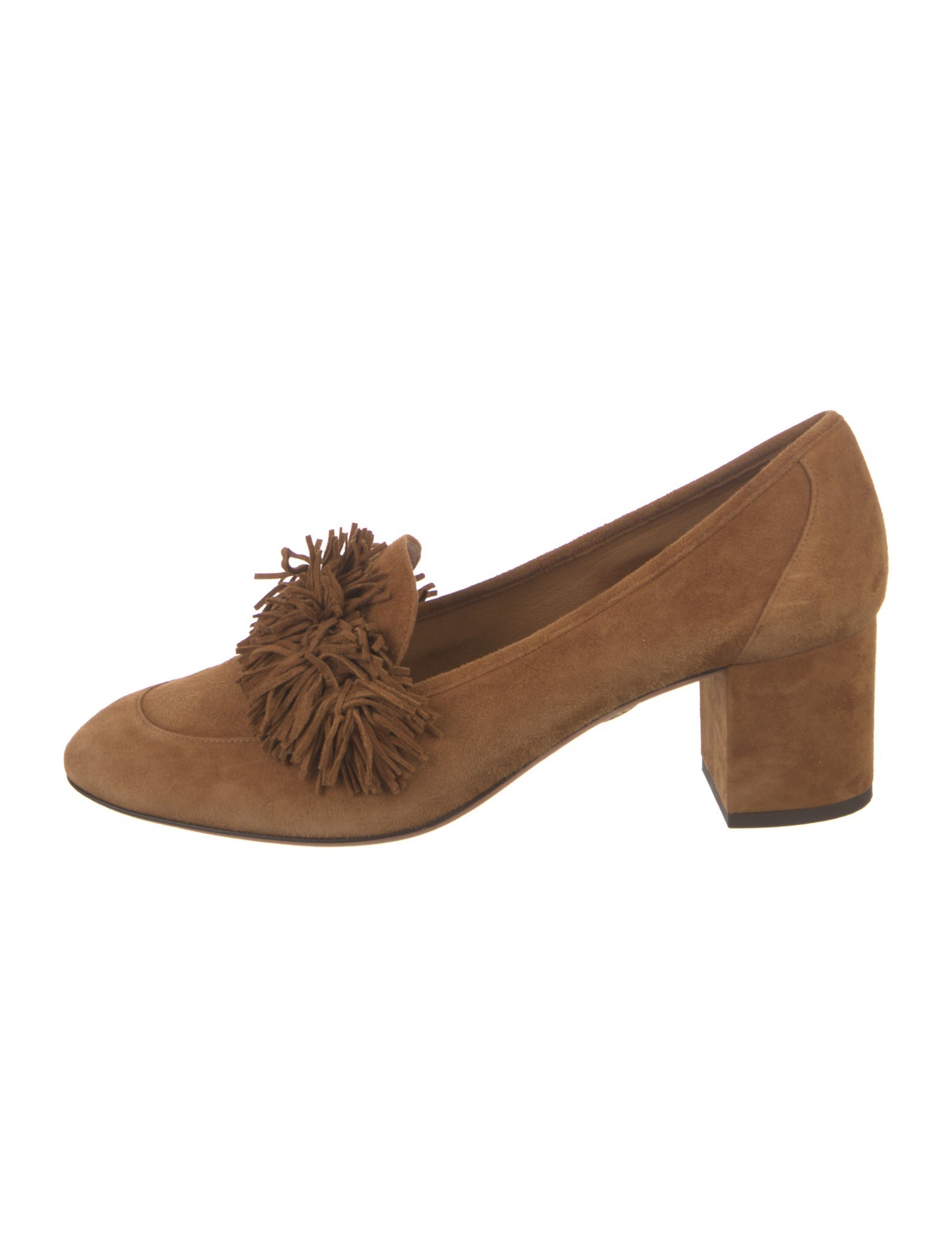 Aquazzura Suede Fringe Trim Accent Pumps