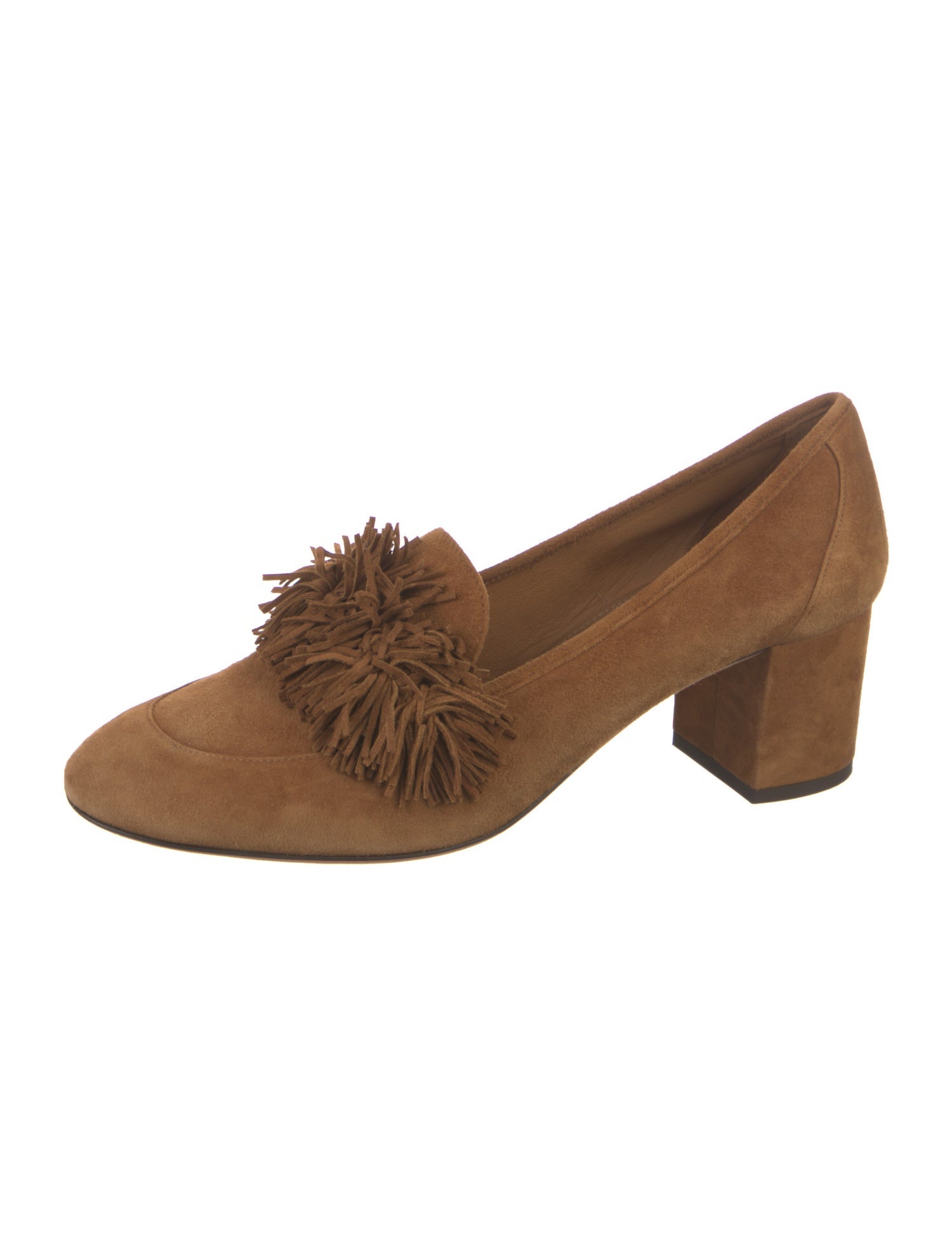 Aquazzura Suede Fringe Trim Accent Pumps
