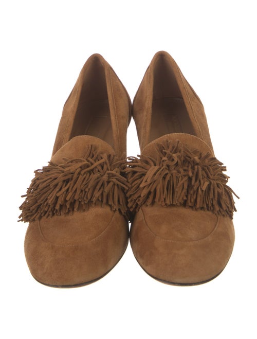 Aquazzura Suede Fringe Trim Accent Pumps