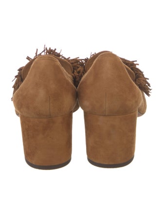 Aquazzura Suede Fringe Trim Accent Pumps