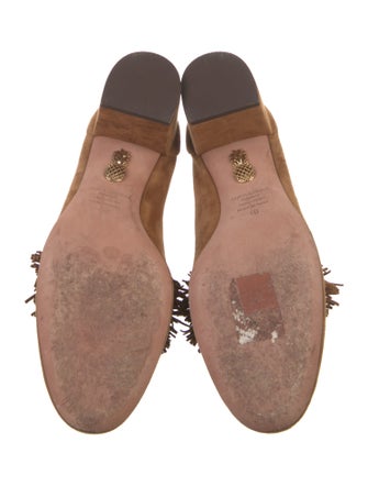 Aquazzura Suede Fringe Trim Accent Pumps