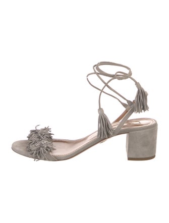 Aquazzura Suede Tassel Accents Sandals