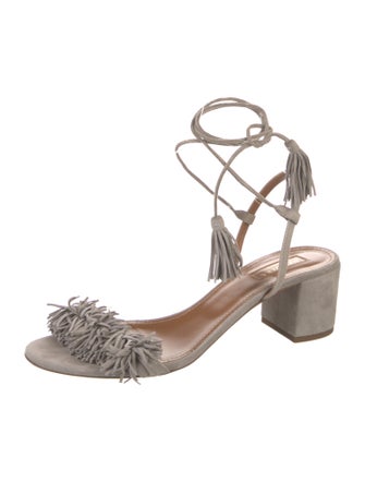 Aquazzura Suede Tassel Accents Sandals