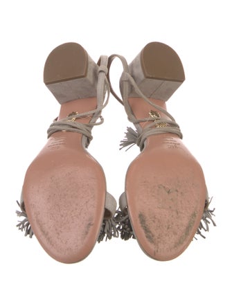 Aquazzura Suede Tassel Accents Sandals