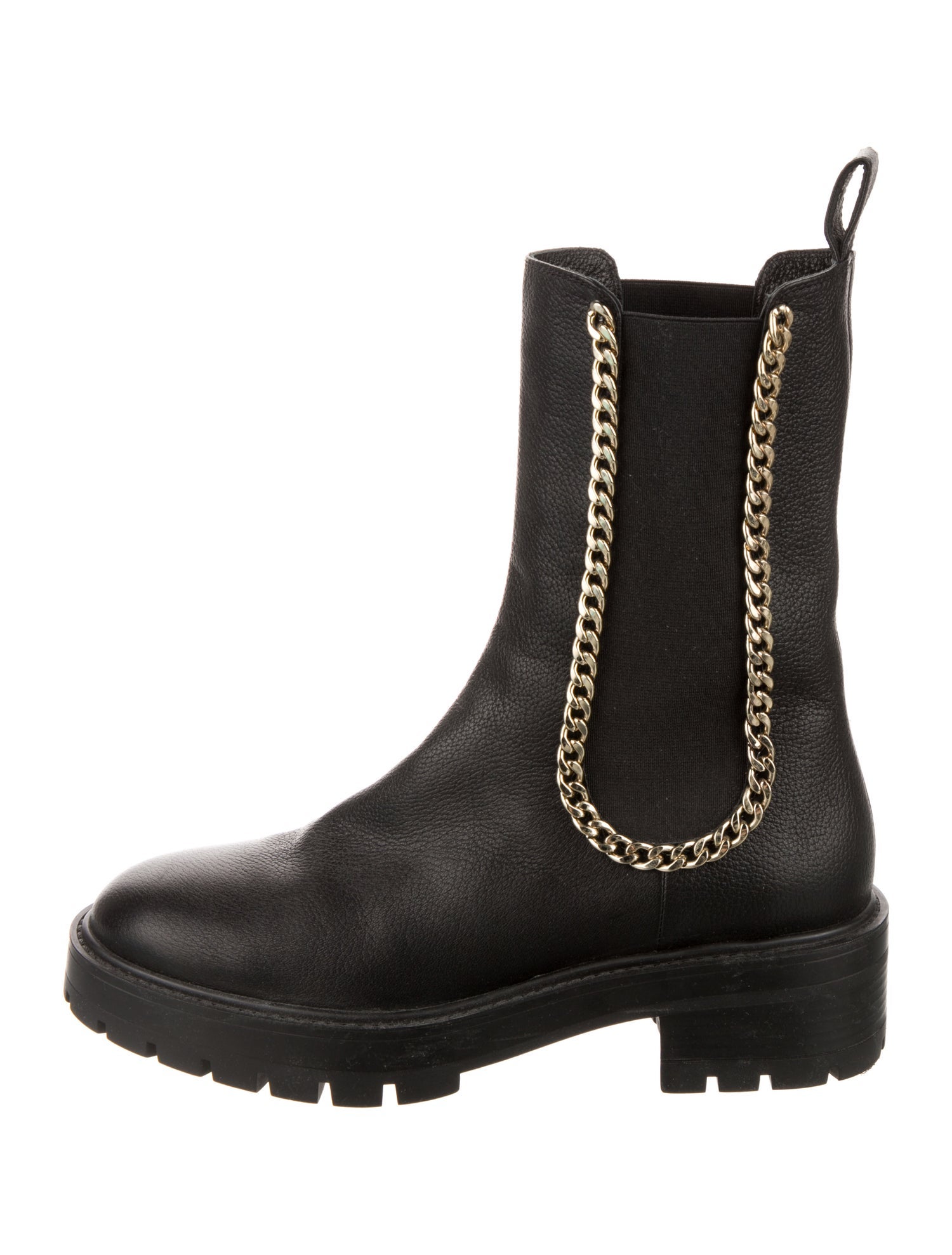 Aquazzura Leather Chain-Link Accents Chelsea Boots