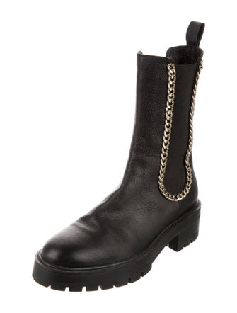 Aquazzura Leather Chain-Link Accents Chelsea Boots