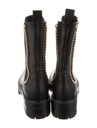Aquazzura Leather Chain-Link Accents Chelsea Boots