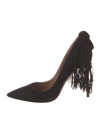 Aquazzura Suede Bow Accents Pumps
