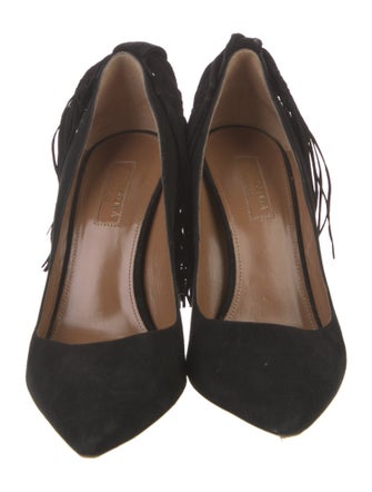 Aquazzura Suede Bow Accents Pumps