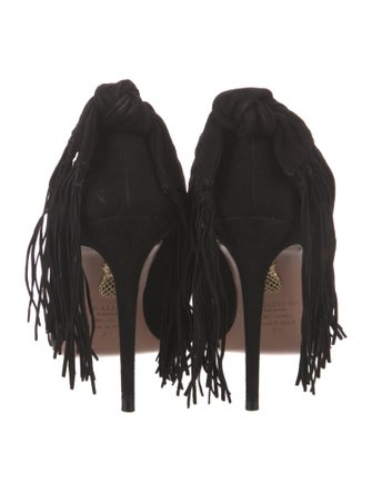 Aquazzura Suede Bow Accents Pumps
