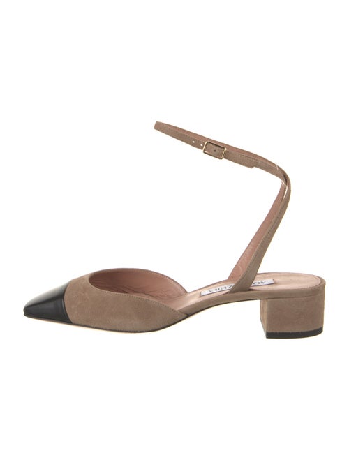 Aquazzura Suede Colorblock Pattern Slingback Pumps