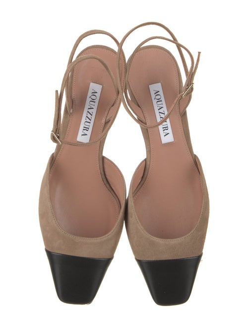 Aquazzura Suede Colorblock Pattern Slingback Pumps