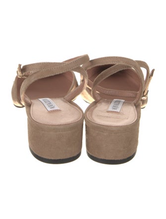 Aquazzura Suede Colorblock Pattern Slingback Pumps