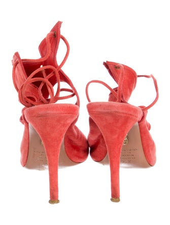 Aquazzura Suede Cutout Accent T-Strap Pumps