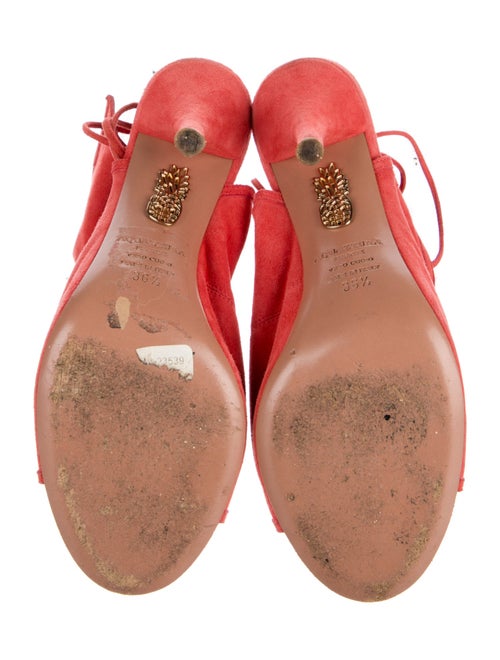 Aquazzura Suede Cutout Accent T-Strap Pumps