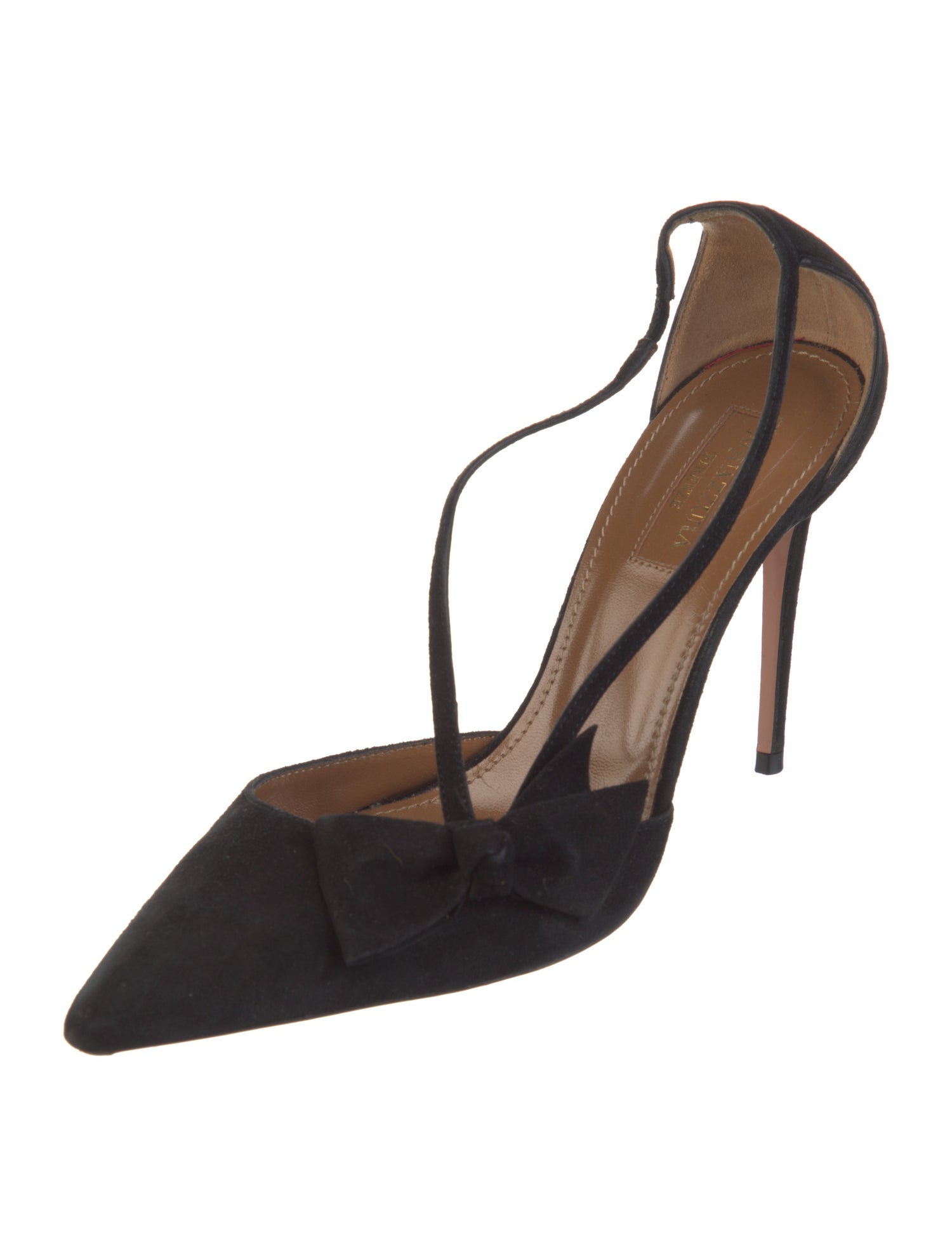 Aquazzura Suede Bow Accents D'Orsay Pumps