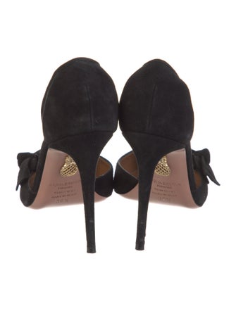 Aquazzura Suede Bow Accents D'Orsay Pumps