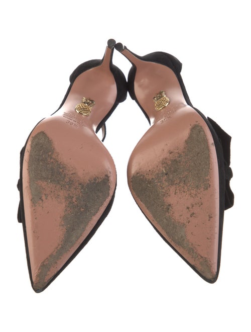 Aquazzura Suede Bow Accents D'Orsay Pumps